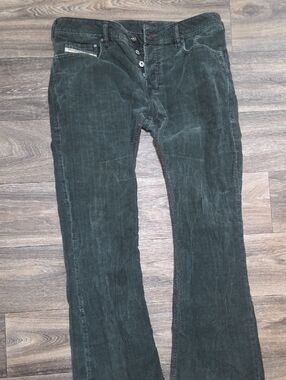 Diesel Industry Corduroy Lowrise Flare Jeans — Dark Green Size 32
